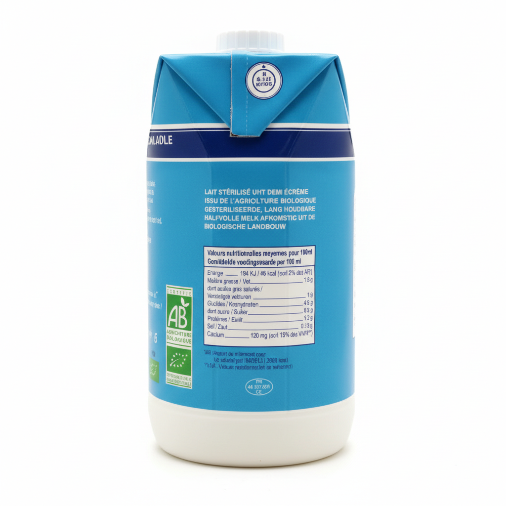 Lait vache 1/2 ecreme 1l