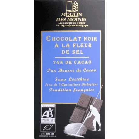 MOULIN DES MOINES -- Choco. noir 74% avec fleur de sel