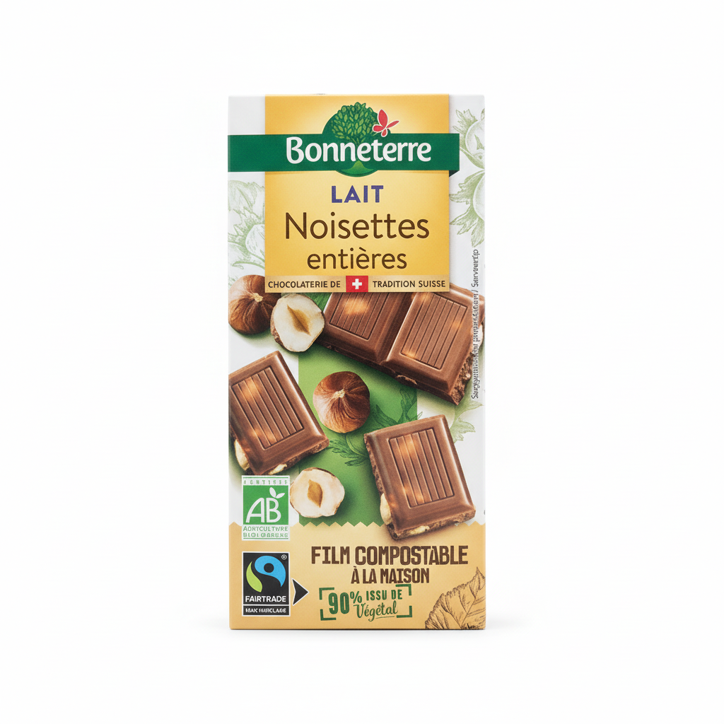 Chocolat lait noisettes entières 100g