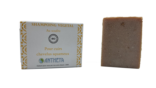 Antheya -- Shampoing solide au soufre - cuir chevelu squameux (boîte) - 100 g