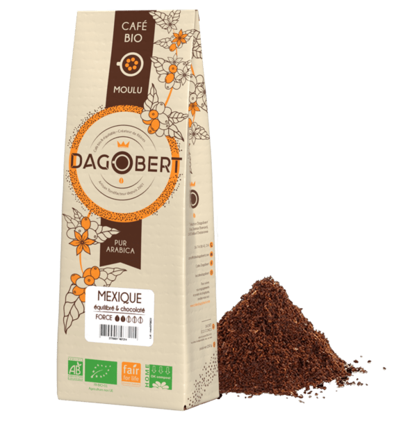 Les Cafés Dagobert -- Mexique 100 % arabica, bio, équitable moulu - 1 Kg